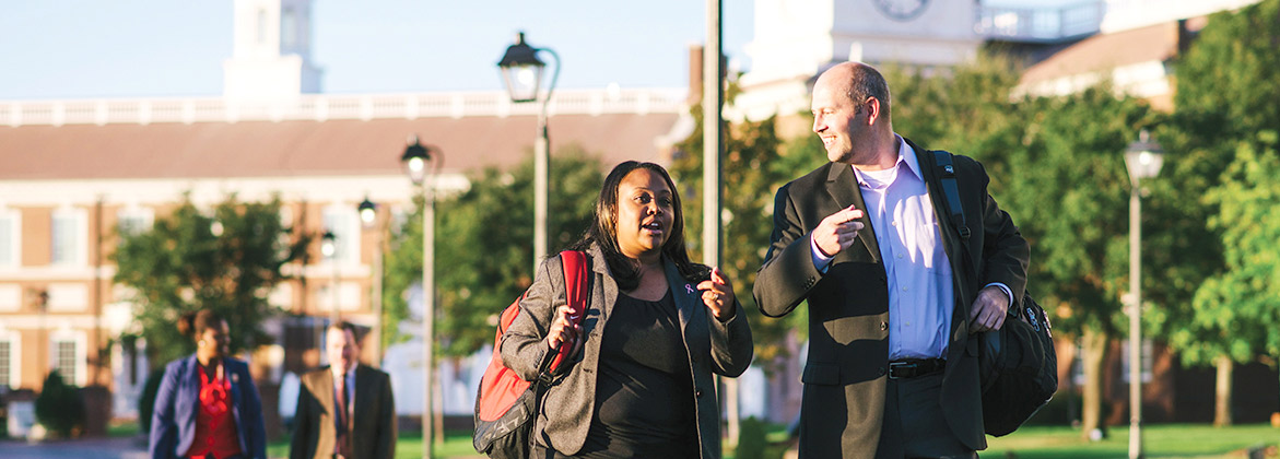 students walking on campus