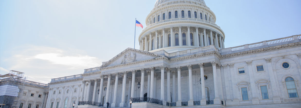 Looking up at the capitol building in Washington DC