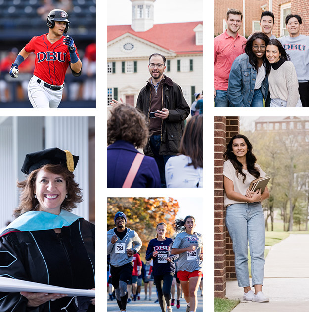 Collage of 6 pictures of DBU students