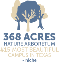 368 acres nature arboretum, ranked number 15 for most beautiful campus in texas - niche