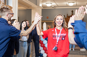 aerial view of a Christian college in Texas with an American flag flying