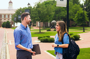 graduate students walking around a Christian university in Texas