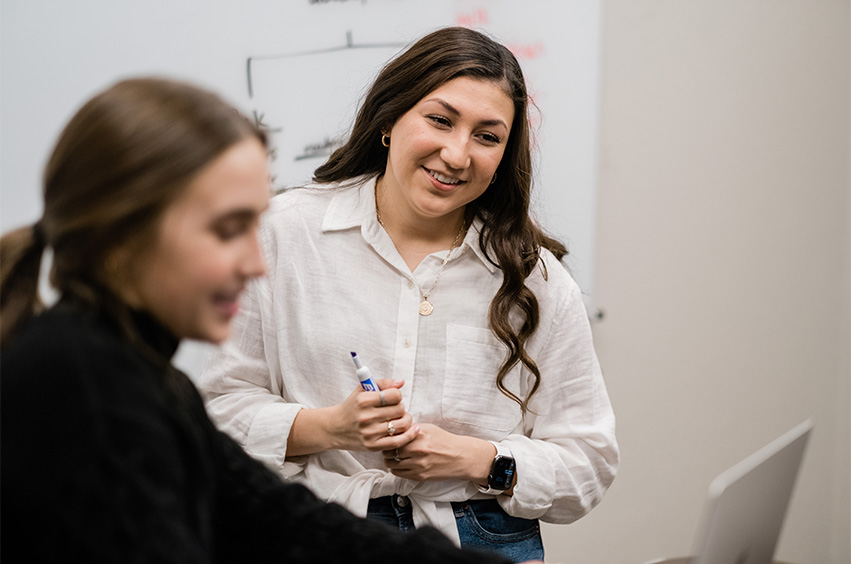 Dallas college student in a meeting