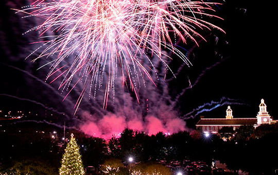 Fireworks in the night sky of DBU