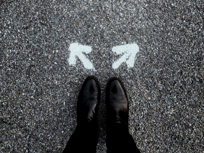 Shoes at a crossing point