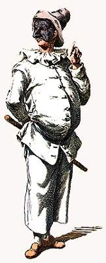 pulcinella dressed in white garments