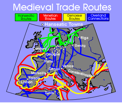 Map of Medieval trade routes