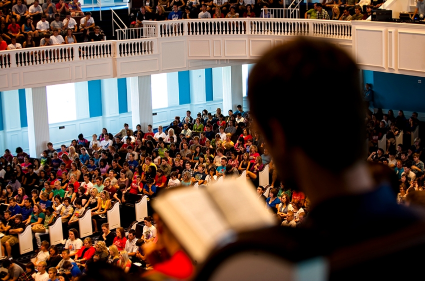 students in chapel