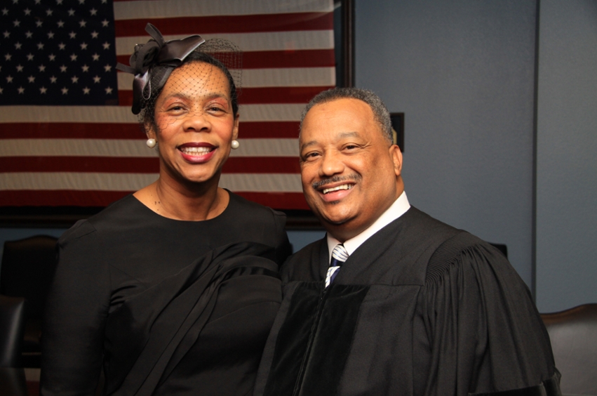 Fred Luter standing with his wife after being awarded the honorary Doctor of Divinity degree