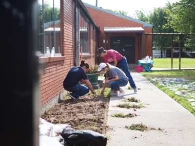 Students serving