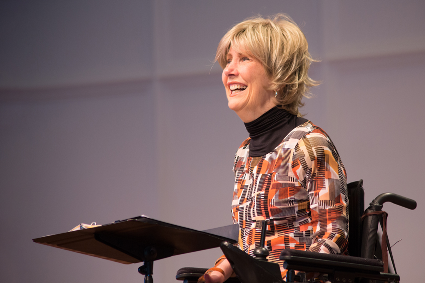 Joni Eareckson Tada speaks during chapel - Dallas, Texas