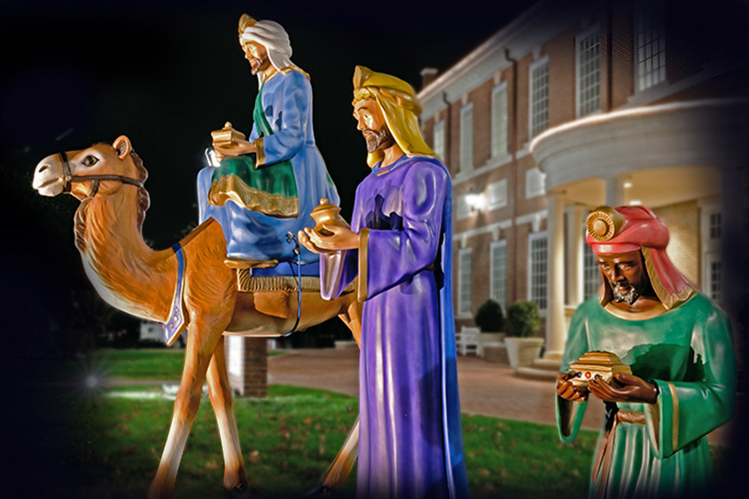 the nativity scene focused on the three wise men