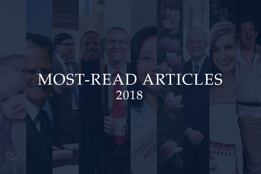 A compilation of the lead images of the most popular 10 articles from 2018