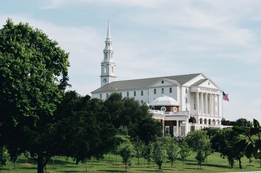 campus picture of the chapel and nation hall