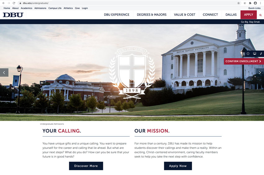 DBU Undergraduate Website