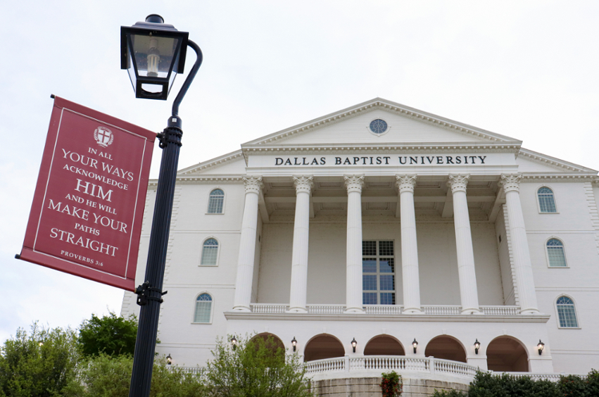 banner next to chapel