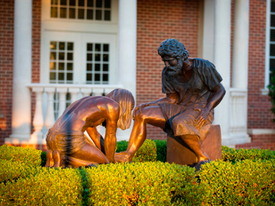 Foot washing statue