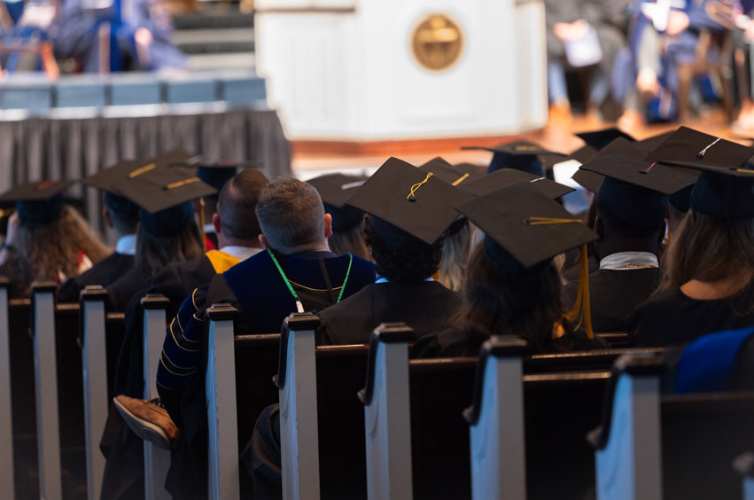 DBU Graduates during Spring Commencement in the Pilgrim Chapel on the DBU Campus