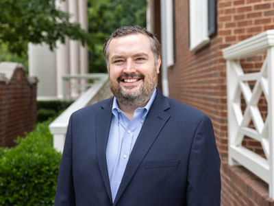 Dr. Joshua Longmire on the DBU campus in Dallas.