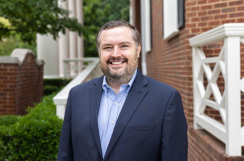 Dr. Joshua Longmire on the DBU campus in Dallas.