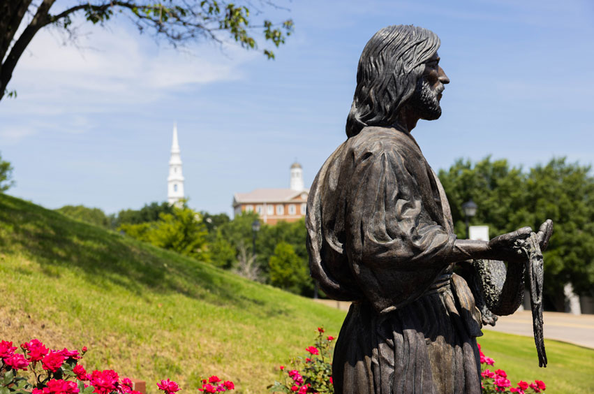 Statue of Jesus on the DBU campus in Dallas