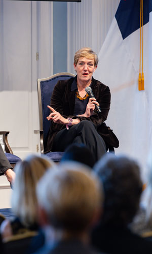 picture of Constanze Stelzenmüller sitting down and speaking