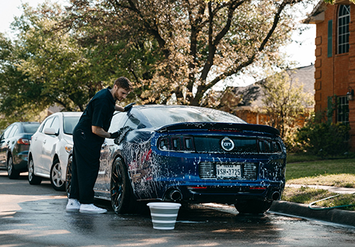 mustang car being washed in Dallas, Texas