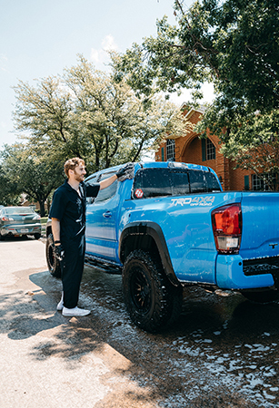 Tacoma Toyota truck being washed in Dallas, Texas